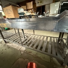 業務用 ステンレス 2槽シンク 作業台付き 約170cm 厨房シンク 飲食店の画像