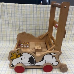 美原店 SNOOPY スヌーピー 手押し車つみき 昭和レトロ ベビー 知育玩具