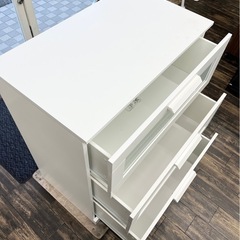 M【中古品】IKEA イケア BRIMNES ブリムネス チェスト 引き出し×3 ホワイト フロストガラス 78x46x95cm 衣類収納 収納家具 チェスト タンスの画像