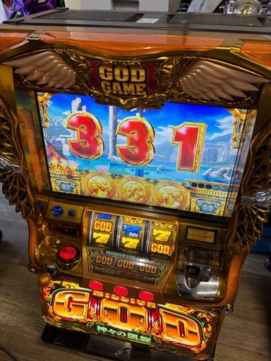 良品 ユニバーサル 5号機 ミリオンゴッド 神々の凱旋 不要機 ドアキー、設定キー付き パチスロ実機