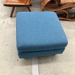 今2603-178 3人掛けソファ オットマン付き ネイビー ファブリックタイプ キズ汚れ有りの画像