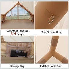 新品  インフレータブルテント エアーテント 300Dオックスフォード ロッジテント 煙突穴付き 薪ストーブ キャンプ アウトドア テントの画像