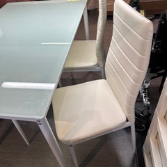 配達可【食卓5点セット】【ガラステーブル】クリーニング済み【管理番号0306】野の画像