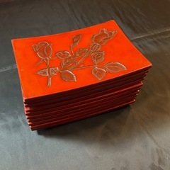 漆器　銘々皿　10枚組　約10.5×15cm　菓子皿の画像