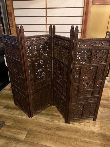 【値下】美品 タイ製 4連パーテーション 衝立 木彫  城南区七隈駅付近 駐車場あり