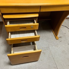 木製学習机 本棚・照明付き 幅100cm 引き出し付きの画像