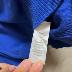 【LACOSTE 】ワンポイントロゴ Vネック コットンニット M ブルーの画像