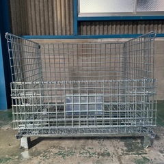  新品メッシュパレット(中)　W800×1000×850mm鉄カゴ　パレティーナ　折畳み可　段積み可　景行商事の画像