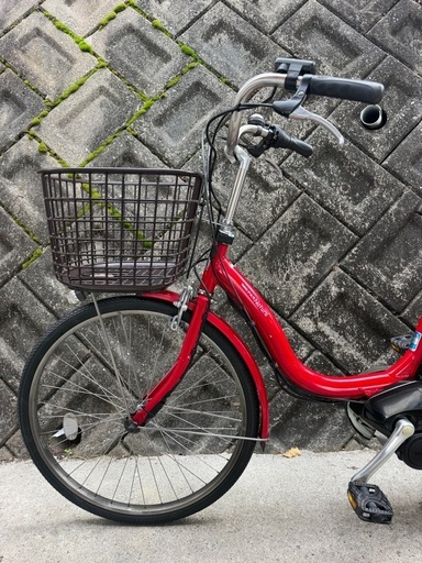 ヤマハ24インチ 赤 両方のタイヤは新品 バッテリー  12.3Ah 電動自転車【中古】