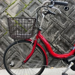 ヤマハ24インチ 赤 両方のタイヤは新品 バッテリー  12.3Ah 電動自転車【中古】の画像