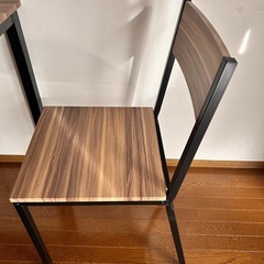 4人用ダイニングテーブルセット 椅子2脚＋ベンチ 木目×ブラックの画像