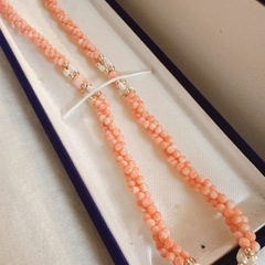 高級品質　桃珊瑚　シルバー刻印ネックレス　の画像