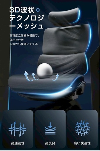 専用　人体工学チェア オフィスチェア フットレスト付 3Dヘッドレスト