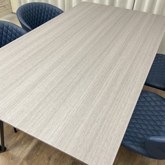 KC-4【新入荷　アウトレット品】モダンスタイル/ストーン調メラミントップ　ダイニング5点セット　グレー×青の画像