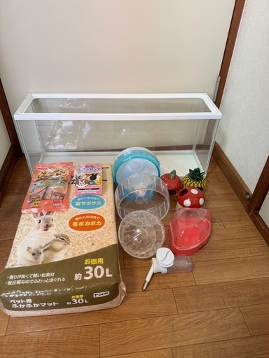 60cmスリム水槽 　ガラス蓋付き 小動物用品セット　ハムスター　