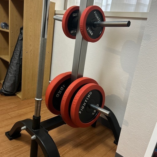 ベンチプレスセット 40kg バーベル プレート ベンチラック付き お引き取り限定」