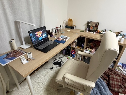 IKEA デスク＋棚セット L字デスク可

