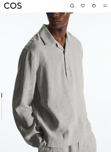 【3/9まで引取】定価1.2万！COS リネン混ポロシャツ グレー XS