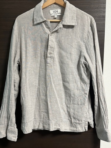 【3/9まで引取】定価1.2万！COS リネン混ポロシャツ グレー XS