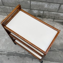 昭和レトロな木製キッチンワゴン 収納ラック の画像