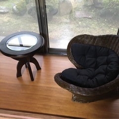 アジアン家具　ラタンメディケーション ローソファ ダークブラウン 1人掛けソファー あぐらの画像