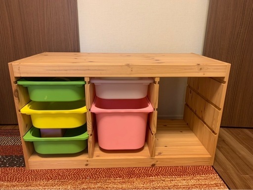 IKEA トロファスト　木製おもちゃ箱 複数収納付き