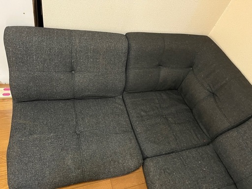 黒　グレー　ソファー　ローソファー