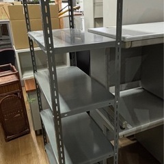 引取限定 4段 スチールラック スチール製 収納ラック 自宅 業務用品 グレーの画像