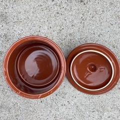 漬物瓶　陶器  蓋付切立瓶
の画像