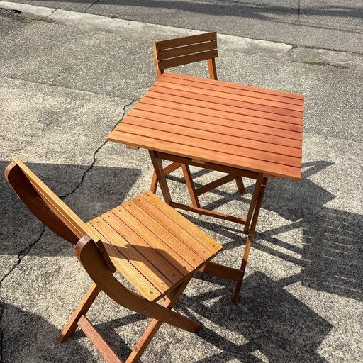 木製 ガーデンチェア テーブル セット 折りたたみ式 数回使用
