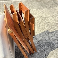 木製 ガーデンチェア テーブル セット 折りたたみ式 数回使用の画像