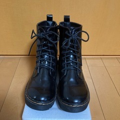 くろの編み上げブーツ　23.5  ショートブーツ　　卒業式の袴にもどうぞ！の画像