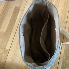 ハンドメイド 丸底帆布ショルダーバッグ スモーキーグリーン×グレージュ 0307新品未使用の画像