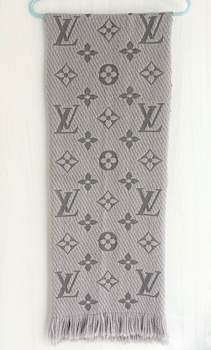 【正規品】LOUIS VUITTON ルイヴィトン マフラー グレー LVロゴ