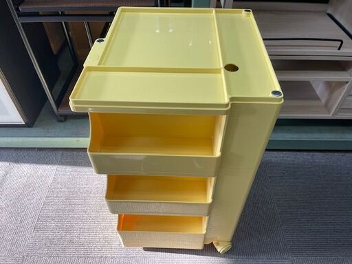 【リサイクルサービス八光】【幅43cm】お洒落な回転式収納ワゴン 3段 イエロー ボビーワゴンタイプ デザイナーズ家具風