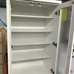 ジャングルジャングル貝塚店　食器棚　白　ホワイト　高さ調節　引き出し　2枚扉　コンパクト　キッチン　収納　シンプル　オシャレ　インテリア　中古　貝塚市　二色浜の画像