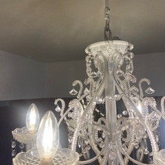 アンティーク風 シャンデリア 6灯 クリスタル調 LED電球付きの画像