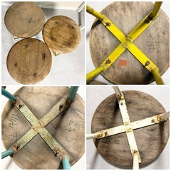 丸椅子 昭和レトロ 理科室
スツール3脚 木製×アイアン脚 色違いの画像