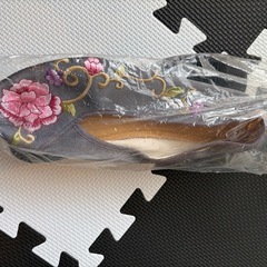 【台湾】刺繍チャイナシューズ グレーの画像