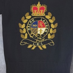 【美品】LAUREN RALPH LAUREN エンブレムニット 刺繍王冠ロゴの画像