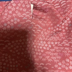 正絹 小紋 袷（あわせ） 寄せ柄 吉祥文様（松竹梅・扇・流水） ピンク・赤系の画像