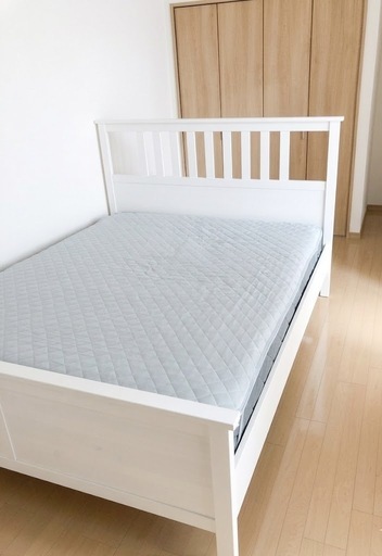 HEMNES ヘムネス ベッドフレーム, ホワイトステイン, 160x200 cm