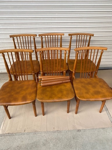 ダイニングテーブル イス×6セット 足の長さ2段階調整可能