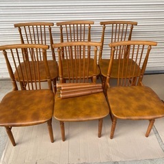 ダイニングテーブル イス×6セット 足の長さ2段階調整可能の画像