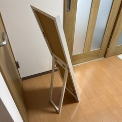 全身鏡 スタンドミラー 木製フレームホワイトの画像