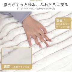 最終価格　アイボリー　電気毛布 ふわとろ 洗える ラビットファー 掛け 敷き 速暖の画像