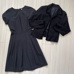 日本製　レディース　ブラック　ワンピース　ジャケット　S 36 フォーマル　セットアップの画像