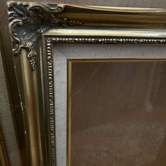 ゴールド額縁3個セット　フレームアンティークヴィンテージ昭和レトロ油絵インテリア雑貨サロン店舗フォトスタジオウエディングウェルカムスペース什器の画像