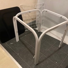 ガラステーブル　天板ブラック/脚ホワイト　1人用座卓　高さ39cmの画像