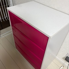 収納タンス　引き出し付きピンクの画像
